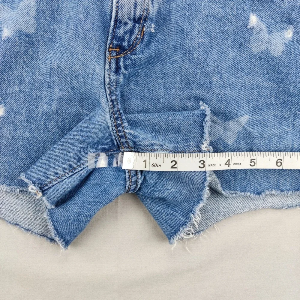 Old Navy Denim Shorts Girls 12 Blue Butterfly Print Distressed Cut Off High Rise